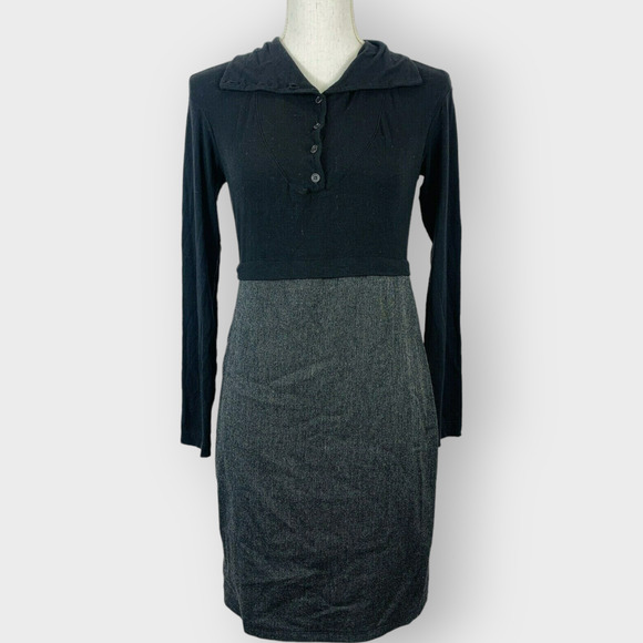Transit Par Such Sheath Dress Long Sleeve Career Black Gray Knee Length Size 2 - Picture 1 of 9